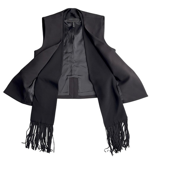 BCBG Max Azria Vest Black Fringe‎ XS Sleeveless Party Cocktail Career - Picture 4 of 8